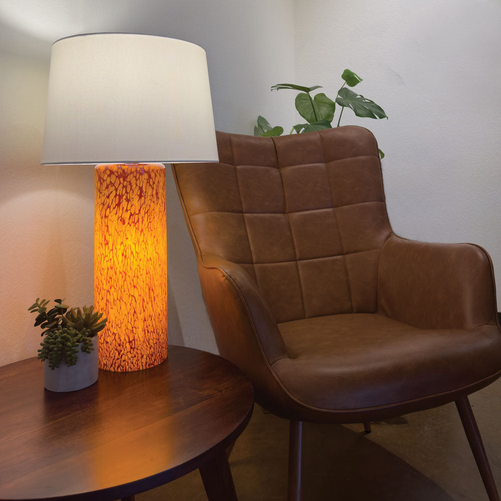 6" Cylinder Glass Lamp Base with Fabric Shade Wimberley Glassworks Store