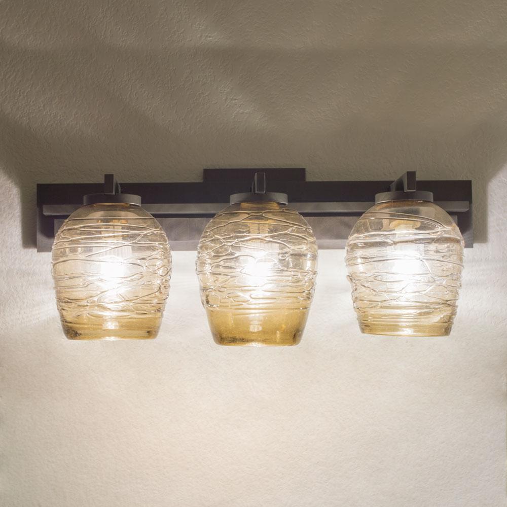 handcrafted art glass lighting for the bathroom