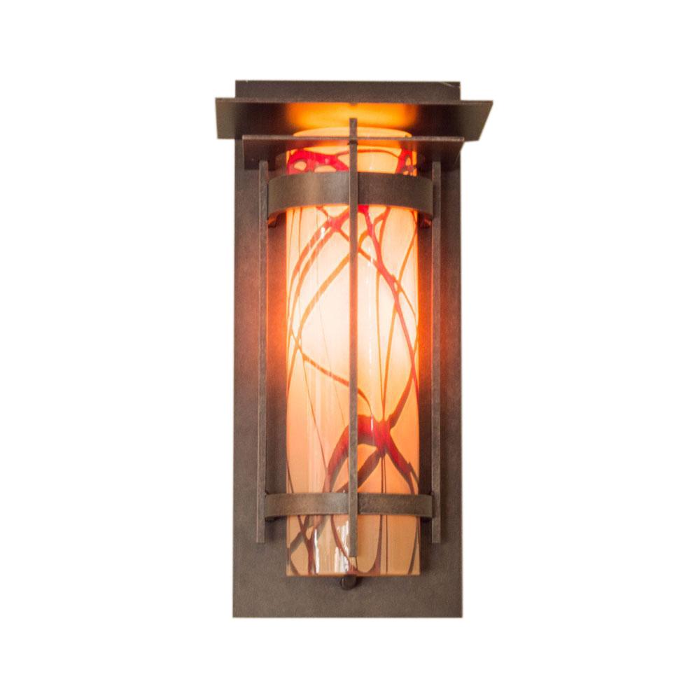 BANDED WITH TOP PLATE Outdoor Medium Sconce with Blown Glass