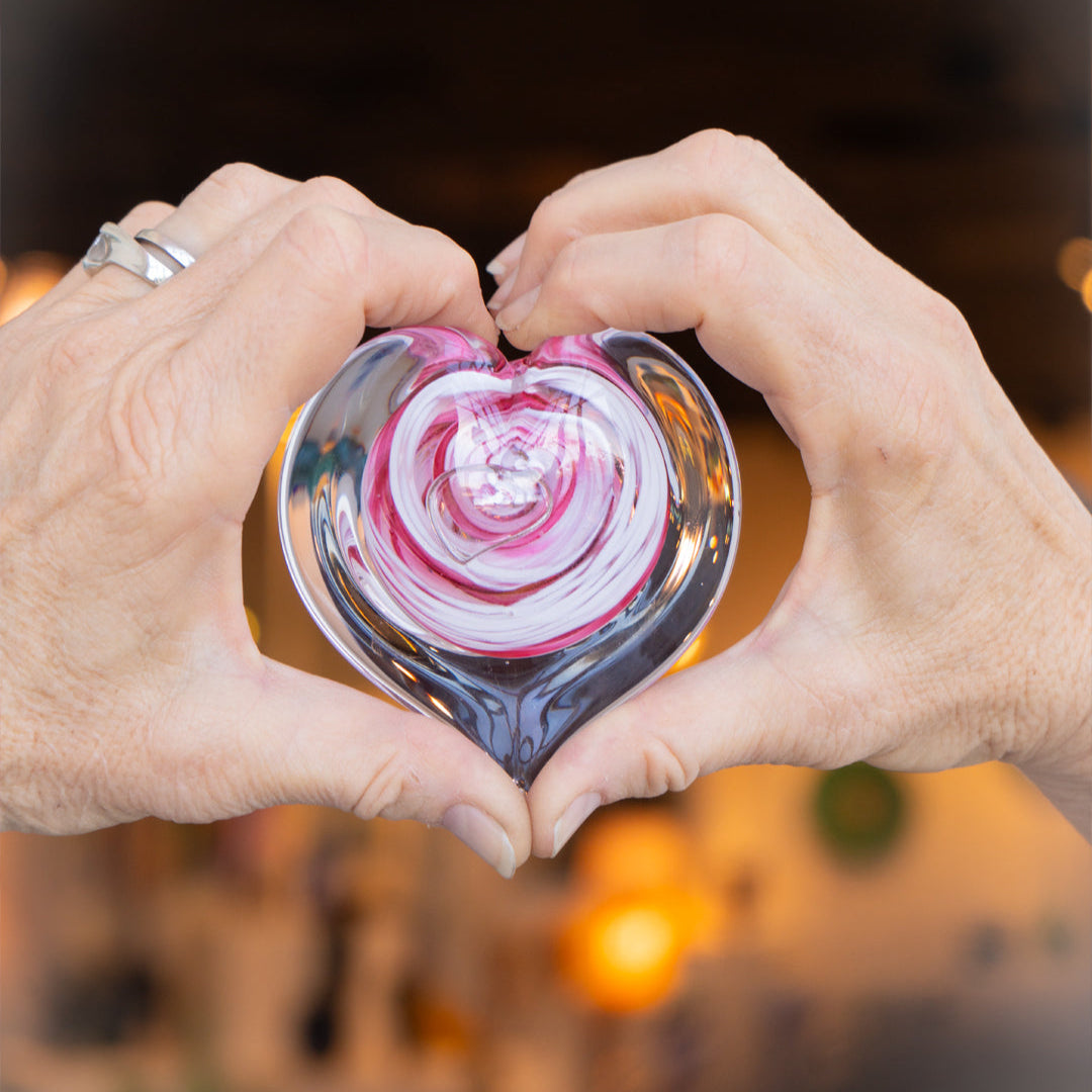 Sentiments Glass Glass Conversation Heart & Box options – Wimberley Glassworks Store