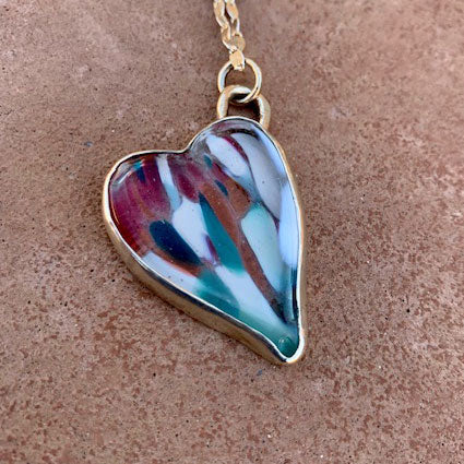 Kristin Miller Heart Multi Art Glass Pendant