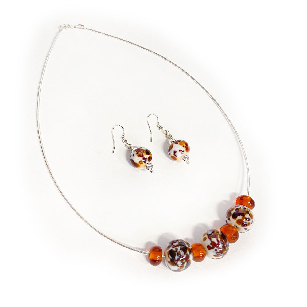 Amber Glass Beauty Necklace & Earrings