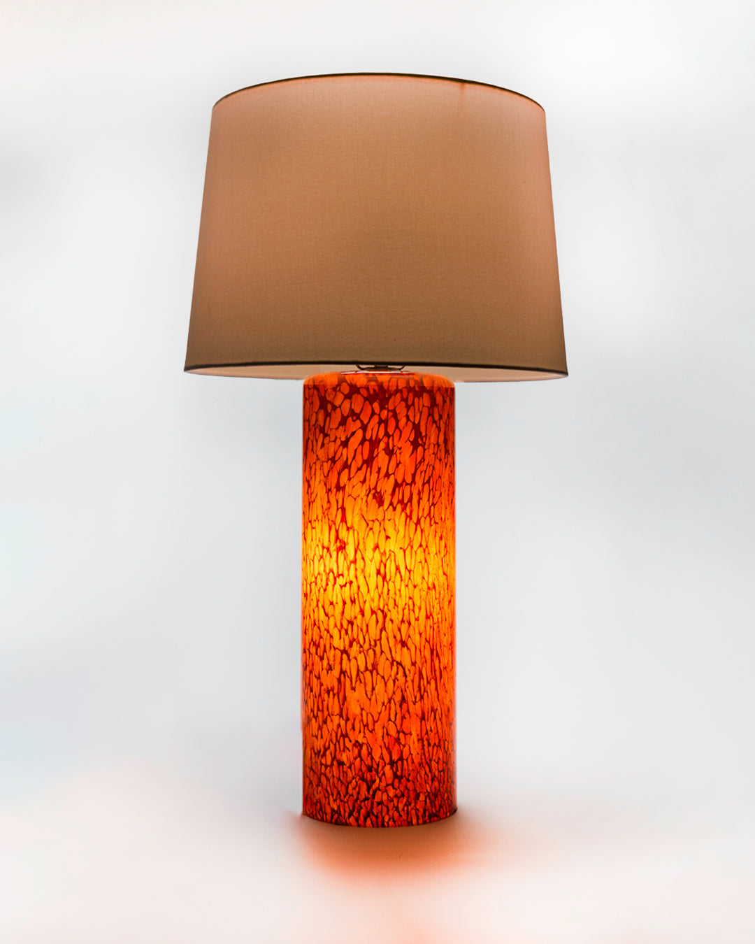 Glass Cylinder 3-way Table Lamp with Fabric Shade