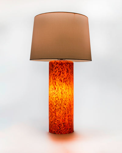 Glass Cylinder 3-way Table Lamp with Fabric Shade