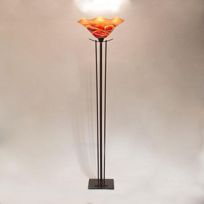 Taper Torchiere Floor Lamp with Blown Glass