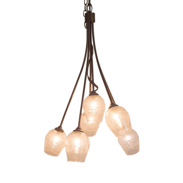 FLORA Chandelier 6 Arm Down with Blown Glass
