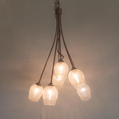 FLORA Chandelier 6 Arm Down with Blown Glass