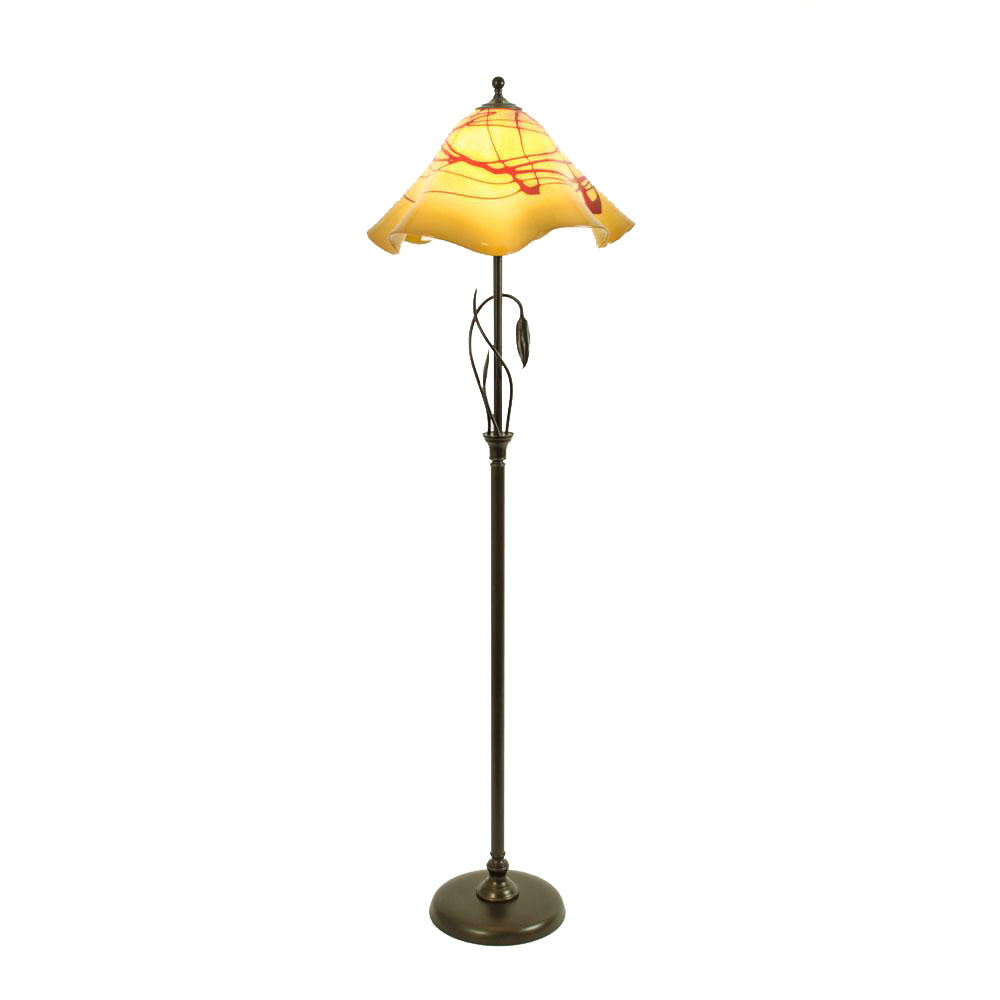 FORGED LEAVES AND VASE Floor Lamp with Blown Glass