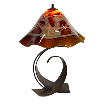 FULLERED IMPRESSIONS OPPOSED CURVES Large Table Lamp with Blown Glass