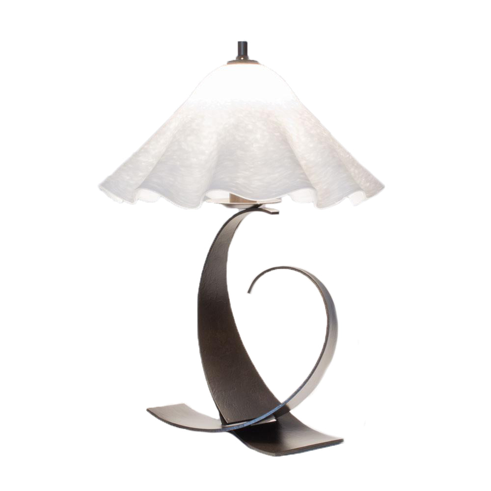 FULLERED IMPRESSIONS OPPOSED CURVES Small Table Lamp with Blown Glass