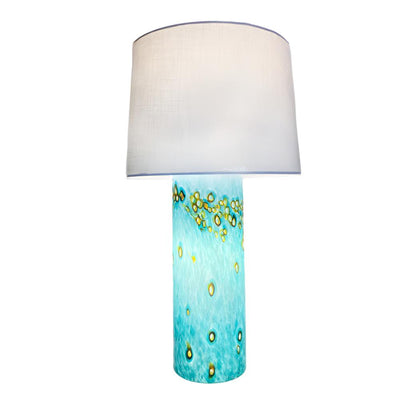 6" Cylinder Glass Lamp Base with Fabric Shade