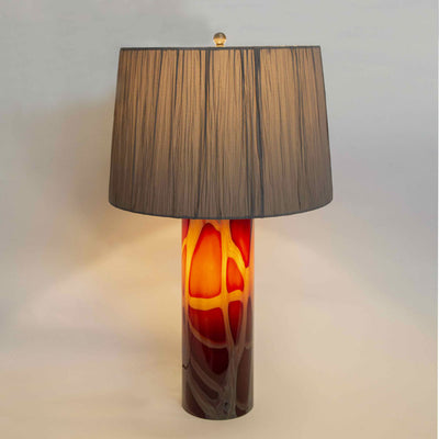 6" Cylinder Glass Lamp Base with Fabric Shade