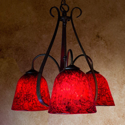 SWEEPING TAPER Chandelier 3 Arm Down with Blown Glass
