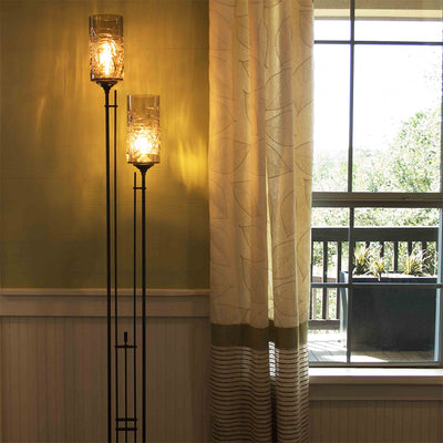 TALL METRA TWIN Floor Lamp with Blown Glass