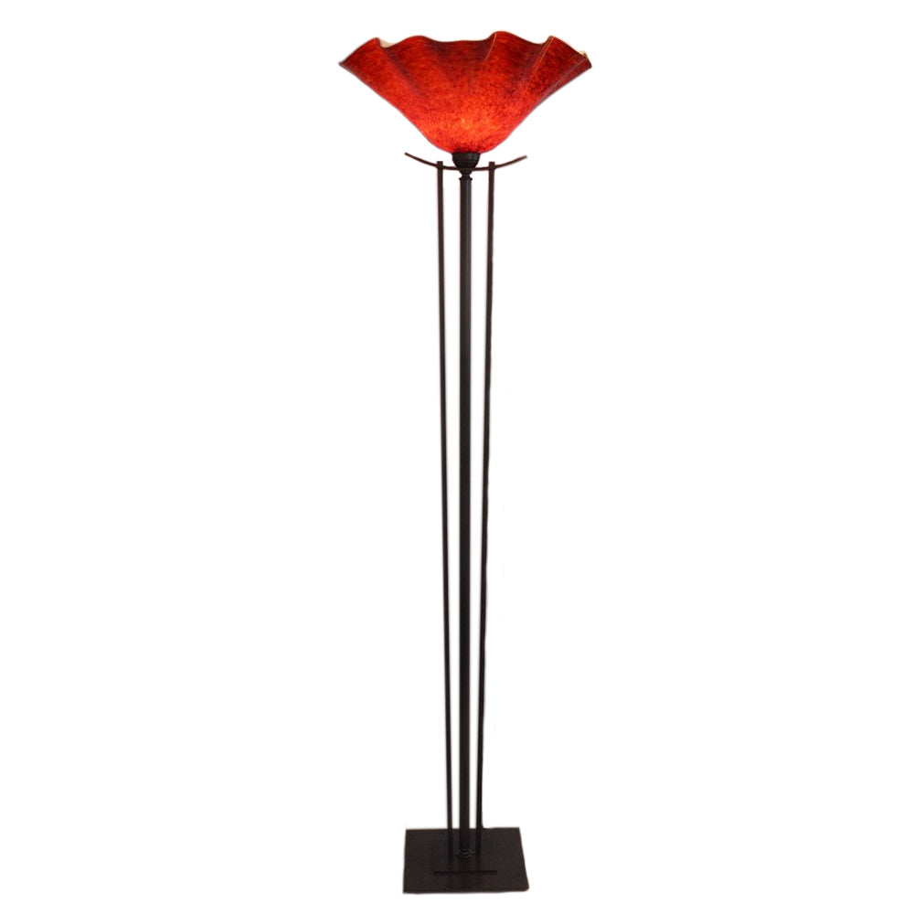 Taper Torchiere Floor Lamp with Blown Glass
