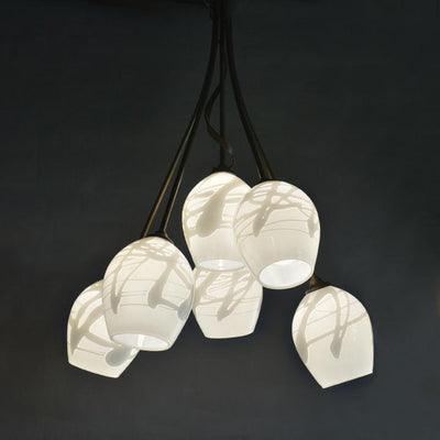 FLORA Chandelier 6 Arm Down with Blown Glass