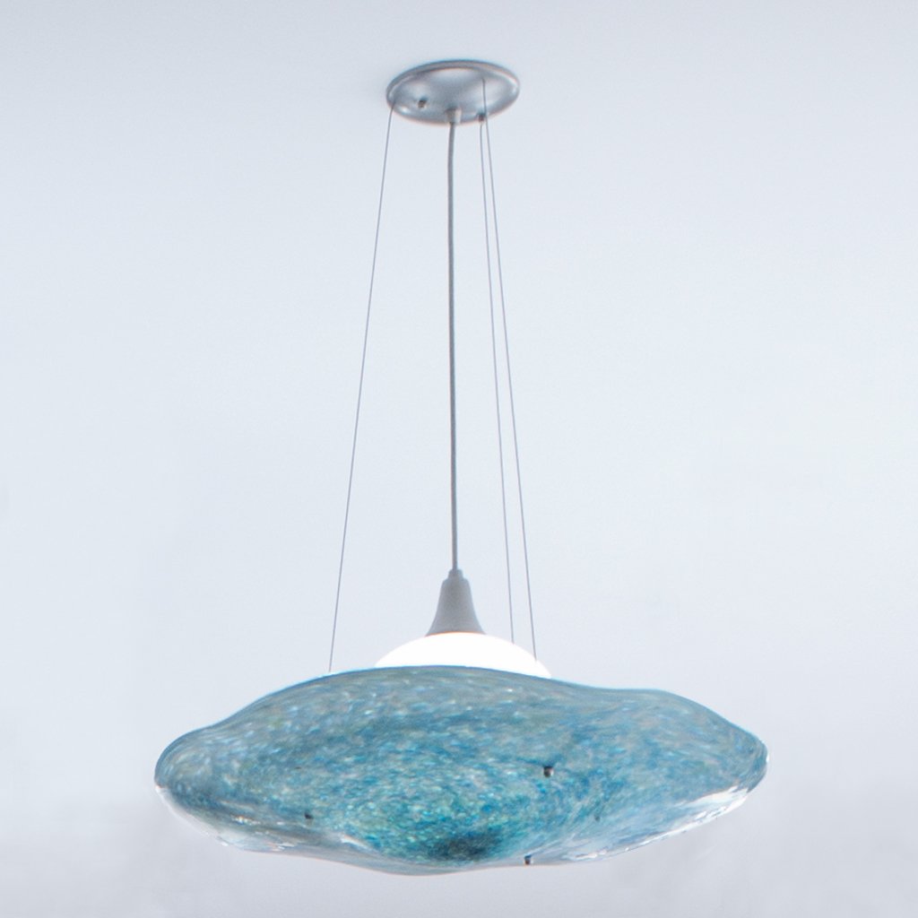platter pendant with blue shade