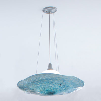 platter pendant with blue shade