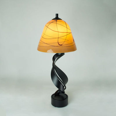 table lamp with hand blown glass shade