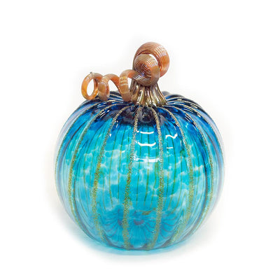 aqua art glass pumpkin