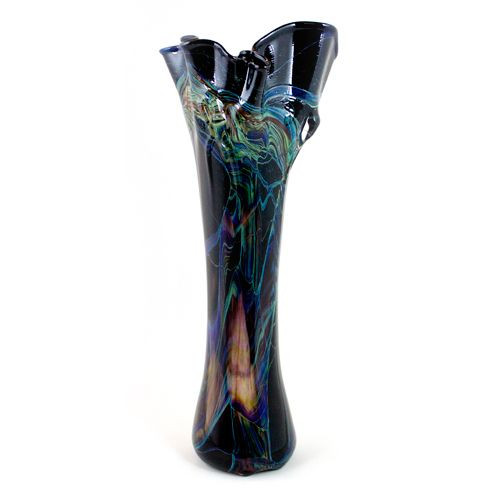 large handmade art glass vase