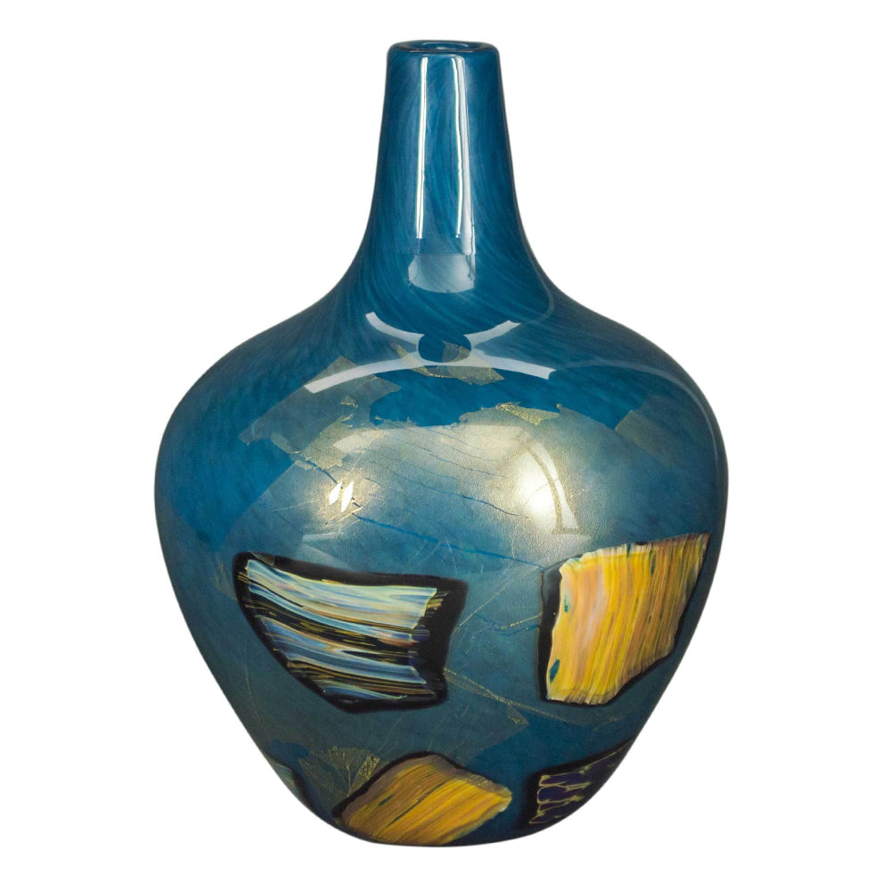 blue art glass vase local handmade