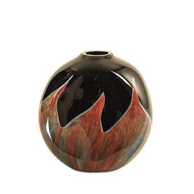 round black handmade art glass vase