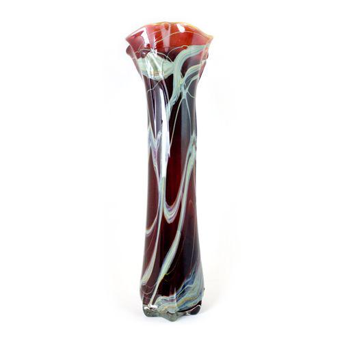 handmade red colored glass vase