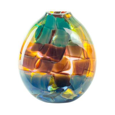 hand blown glass vase sphere rainbow multi color