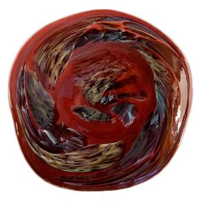 red handcrafted art glass platter