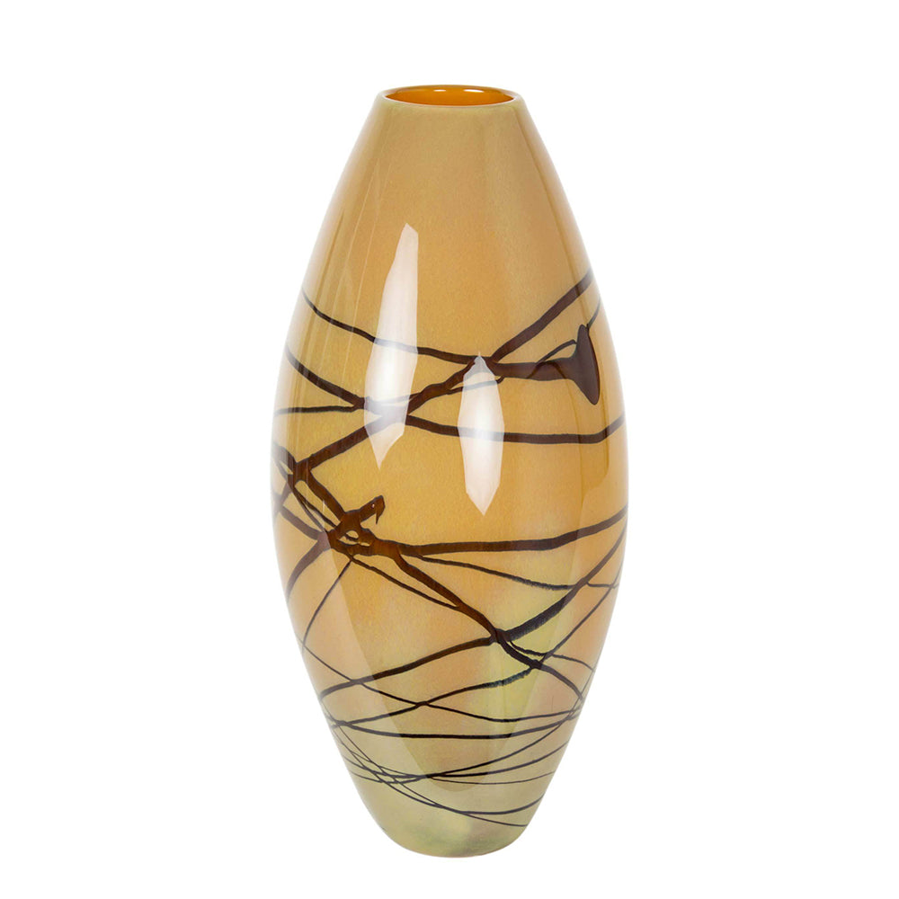 unique handmade art glass vase red gold