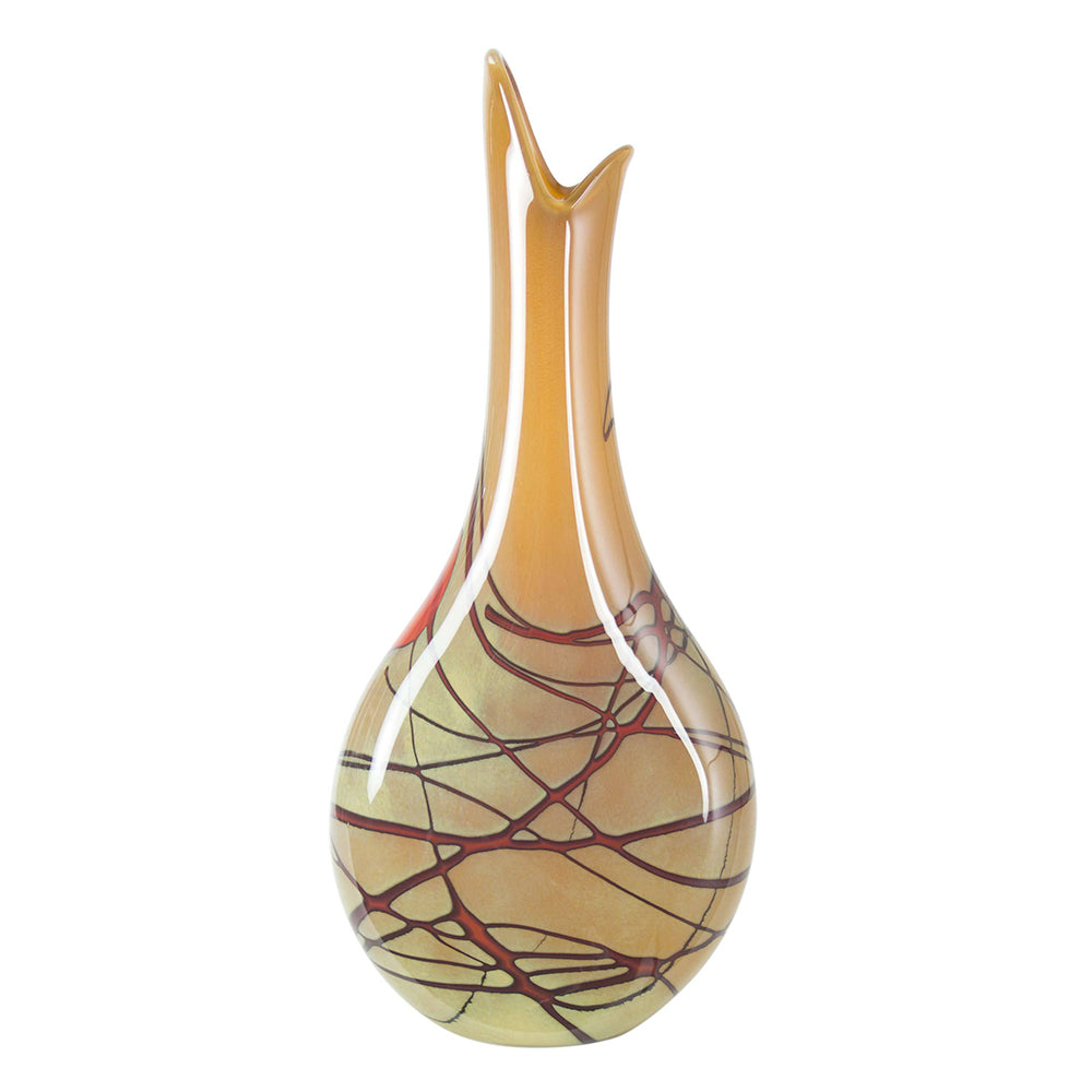 large unique art glass patterned vase