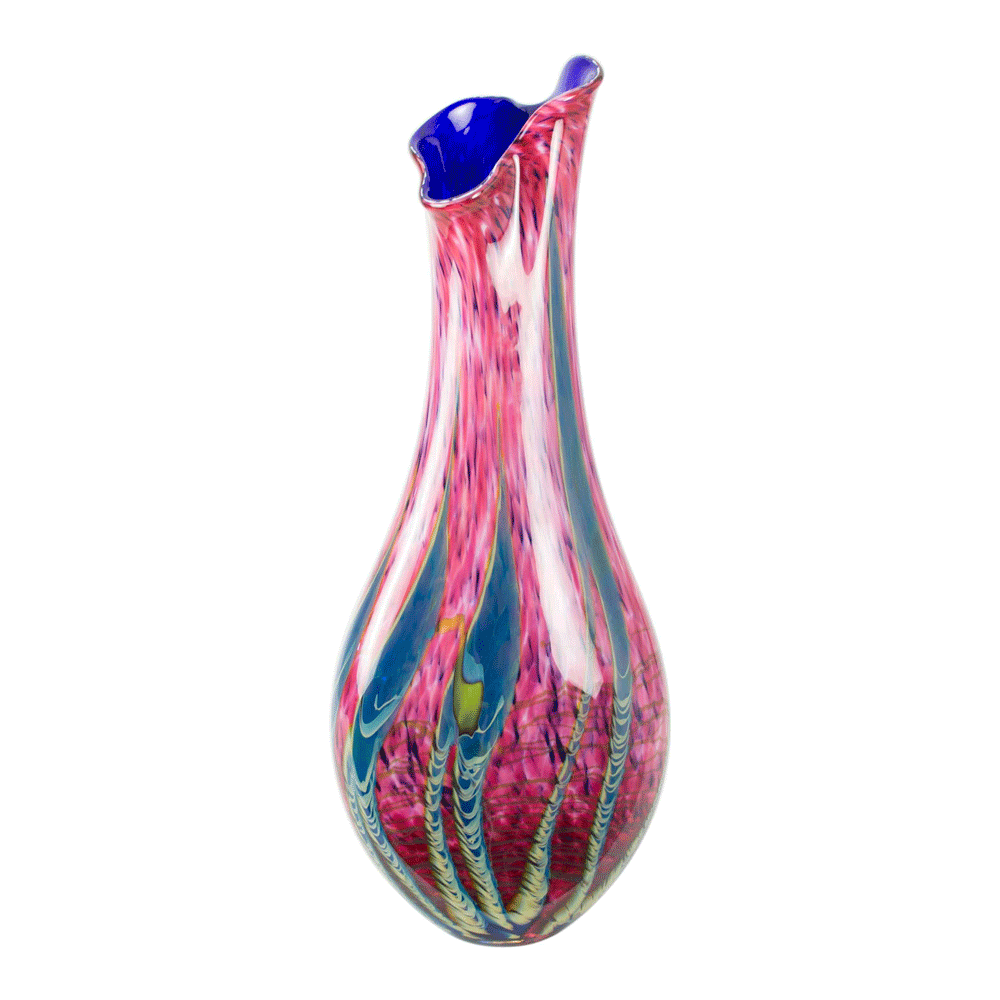 hand blown glass tall vase